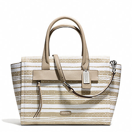 COACH BLEECKER EMBOSSED WOVEN LEATHER RILEY CARRYALL - SILVER/FAWN/WHITE - f31002