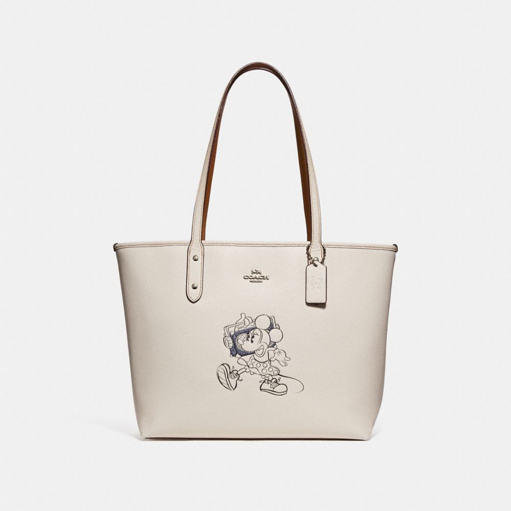 COACH CITY ZIP TOTE WITH MINNIE MOUSE MOTIF - SILVER/CHALK - F31207