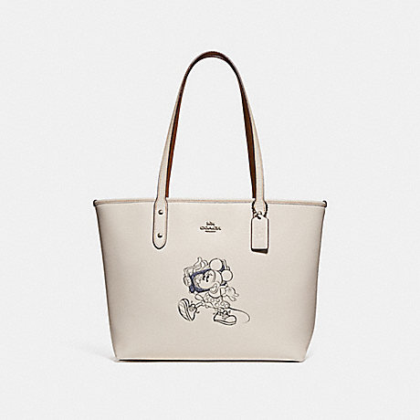 COACH CITY ZIP TOTE WITH MINNIE MOUSE MOTIF - SILVER/CHALK - f31207