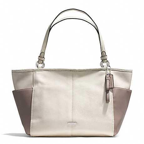 COACH PARK COLORBLOCK CARRIE TOTE - SILVER/PARCHMENT/PUTTY - f31303