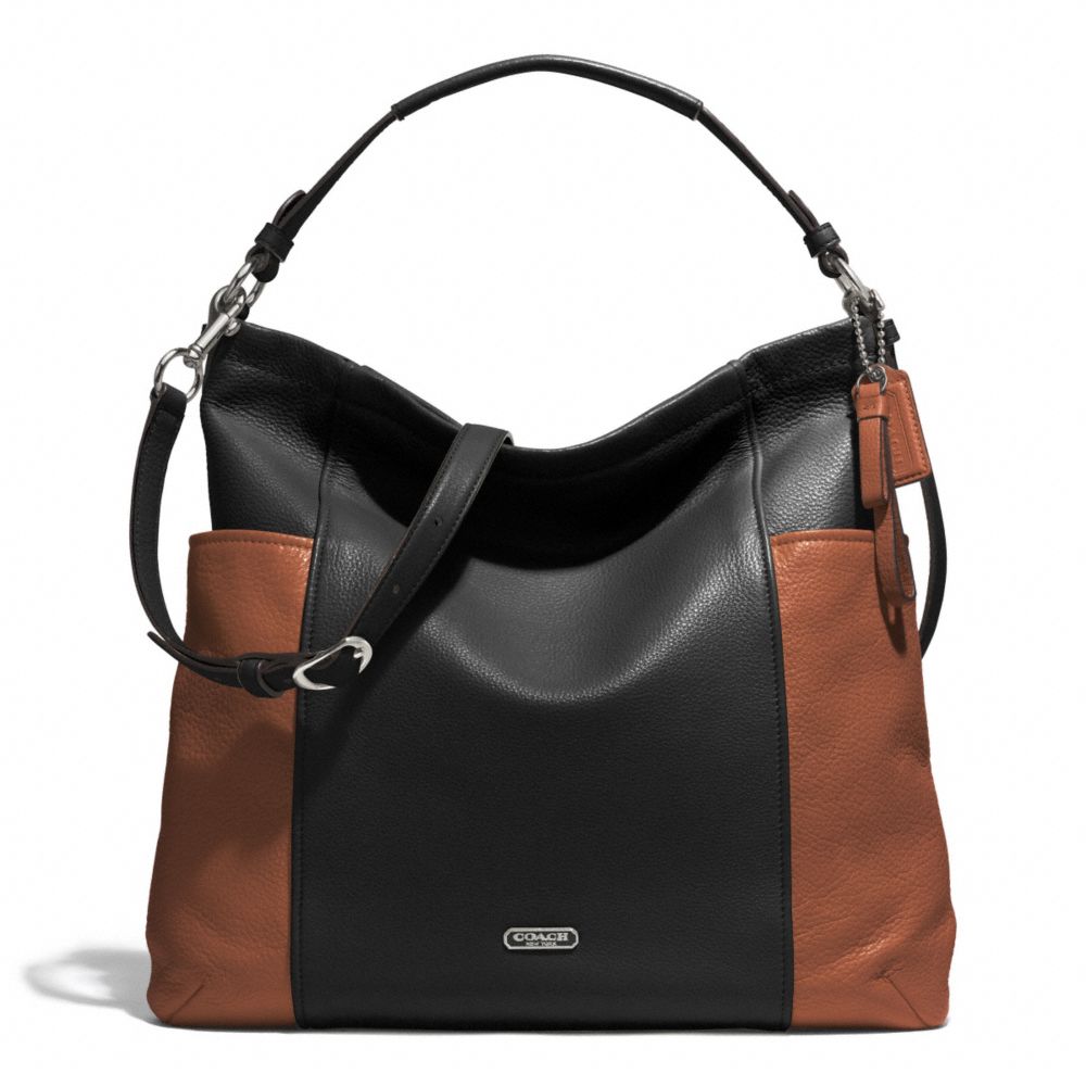 PARK COLORBLOCK HOBO - COACH f31304 - SILVER/BLACK/SADDLE