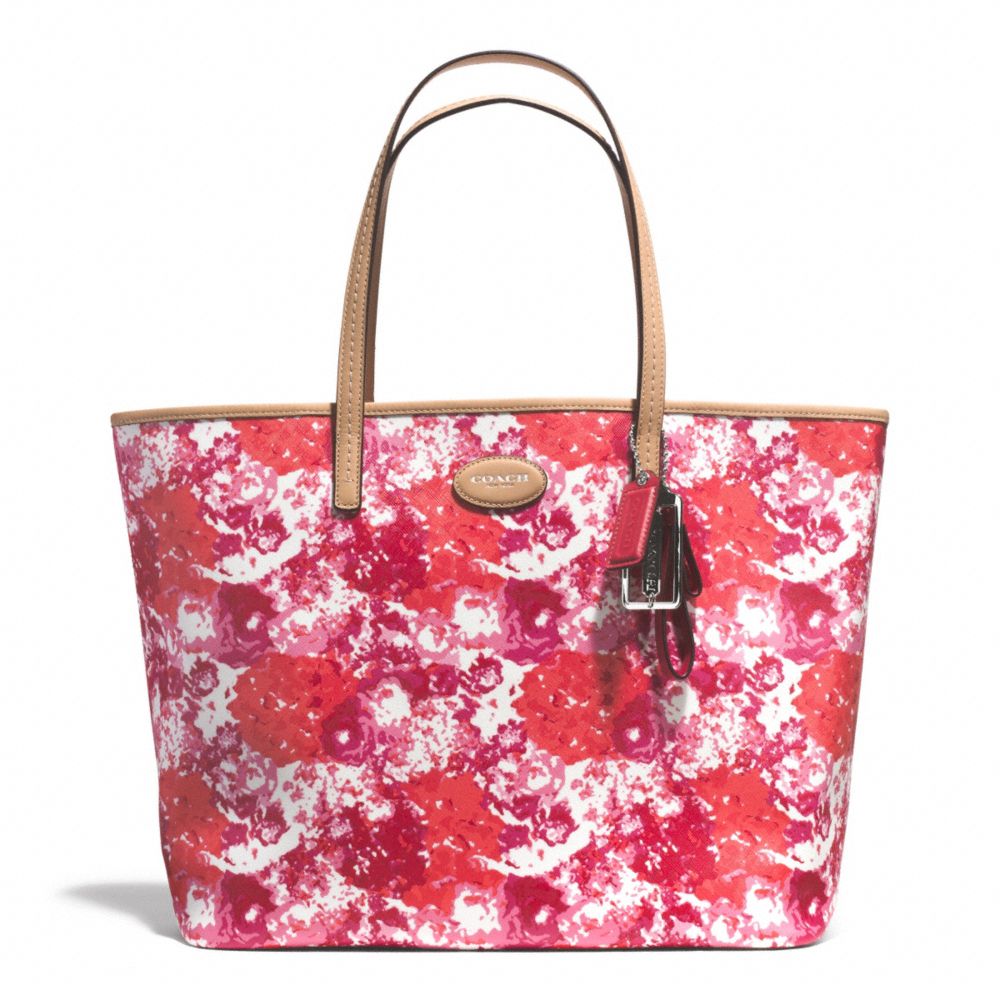 COACH METRO FLORAL PRINT TOTE - SILVER/PINK MULTICOLOR - F31314