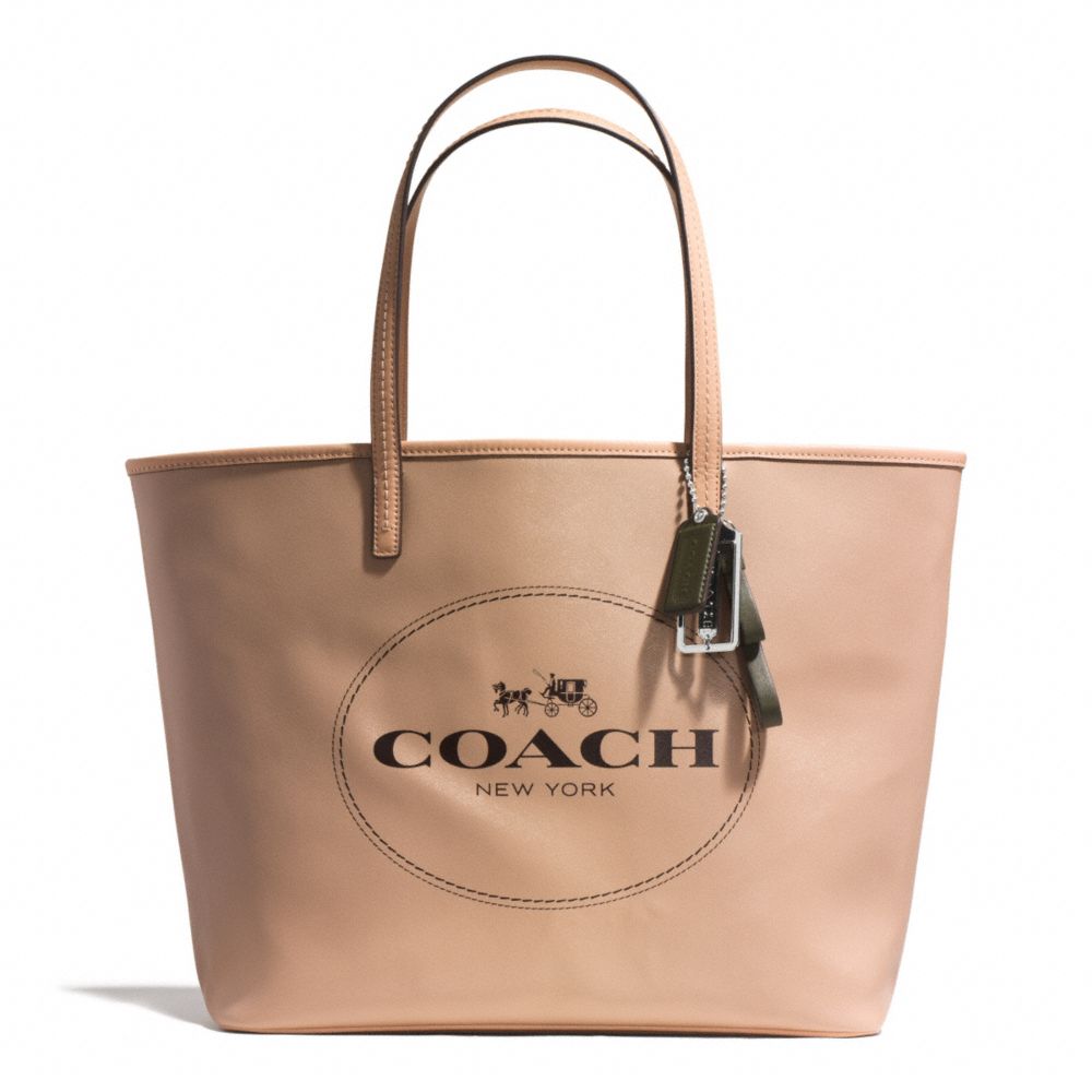 COACH METRO HORSE AND CARRIAGE TOTE - SILVER/LIGHT KHAKI - F31315