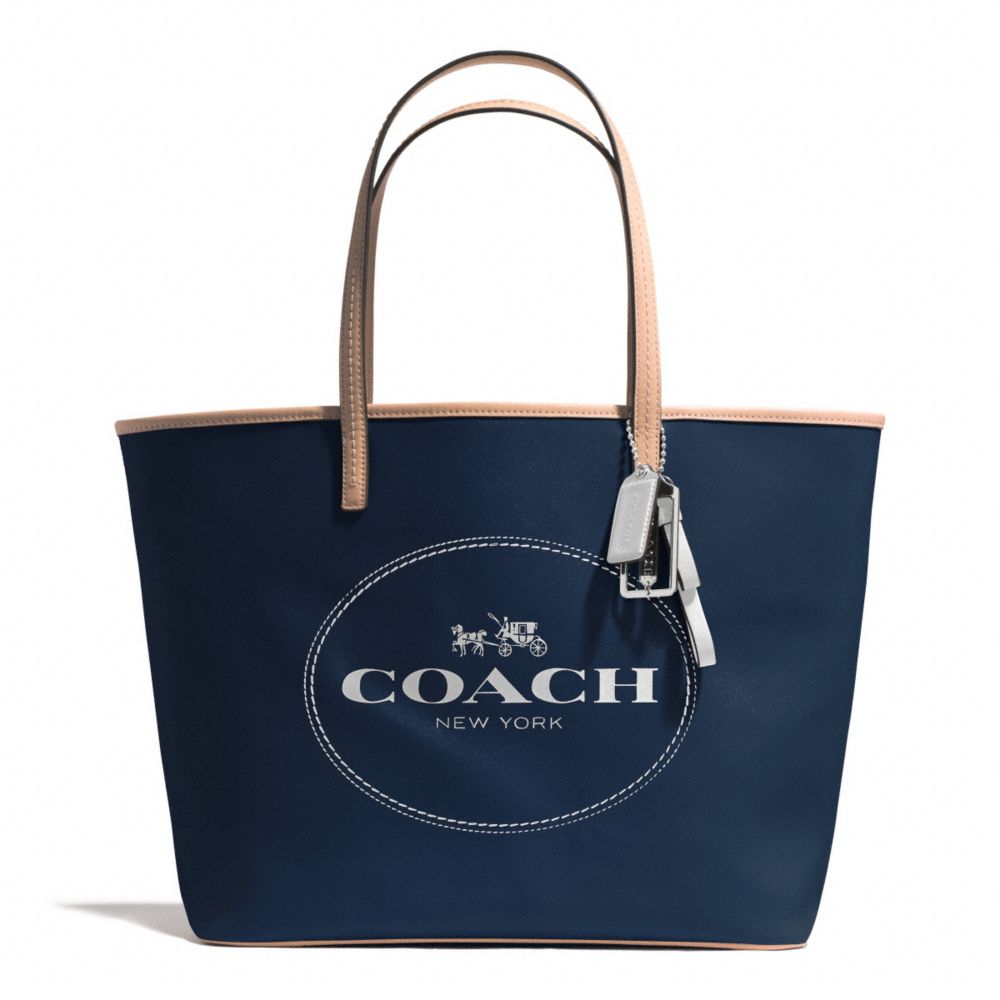 COACH METRO HORSE AND CARRIAGE TOTE - SILVER/NAVY - F31315