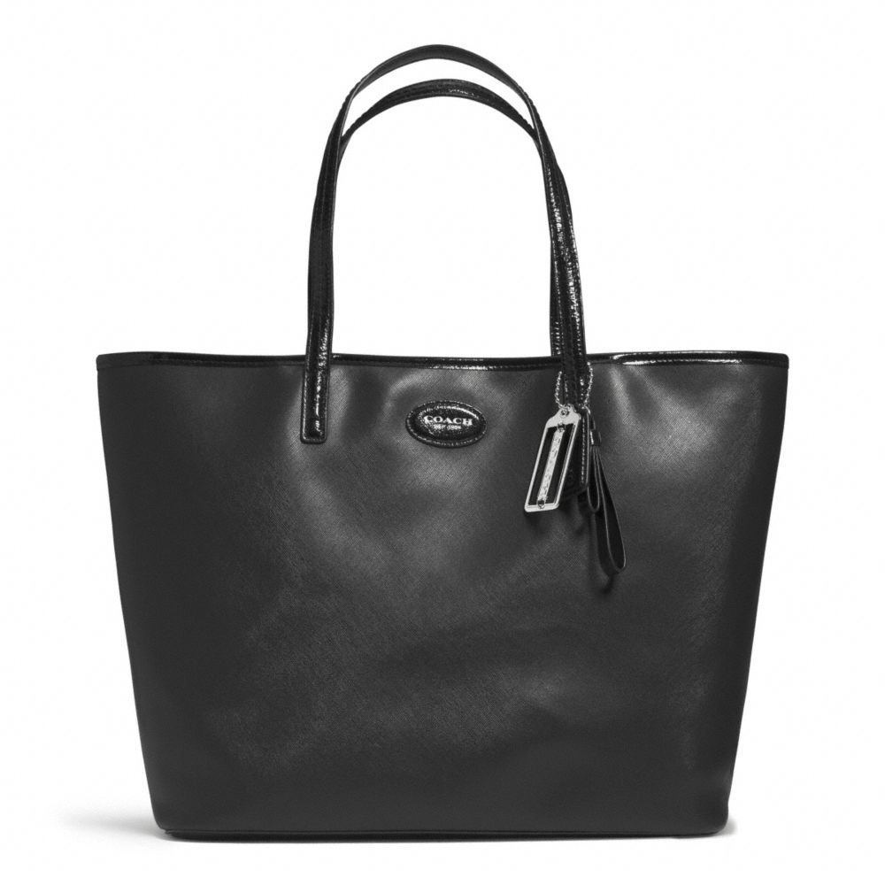 METRO LEATHER TOTE - COACH f31326 - SILVER/BLACK