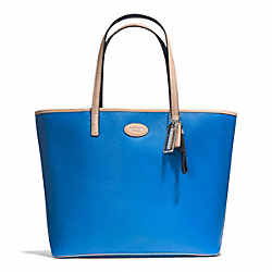 METRO LEATHER TOTE - COACH f31326 - SILVER/CERULEAN