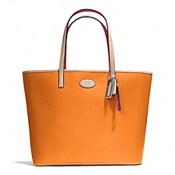 COACH METRO LEATHER TOTE - SILVER/TANGERINE - F31326