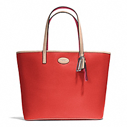 METRO LEATHER TOTE - COACH f31326 - SILVER/VERMILLION