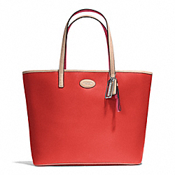 COACH METRO LEATHER TOTE - SILVER/VERMILLION - F31326