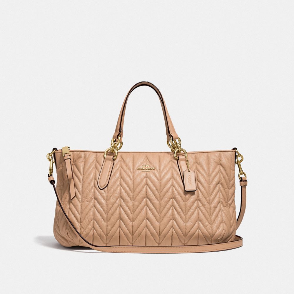 COACH ALLY SATCHEL WITH QUILTING - BEECHWOOD/LIGHT GOLD - F31460