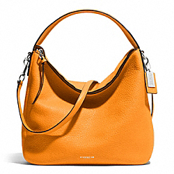 BLEECKER PEBBLED LEATHER SULLIVAN HOBO - COACH f31623 - SILVER/BRIGHT MANDARIN