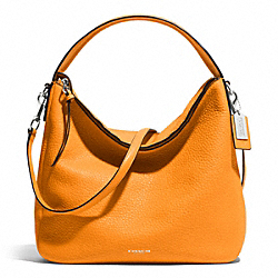 COACH BLEECKER PEBBLED LEATHER SULLIVAN HOBO - SILVER/BRIGHT MANDARIN - F31623