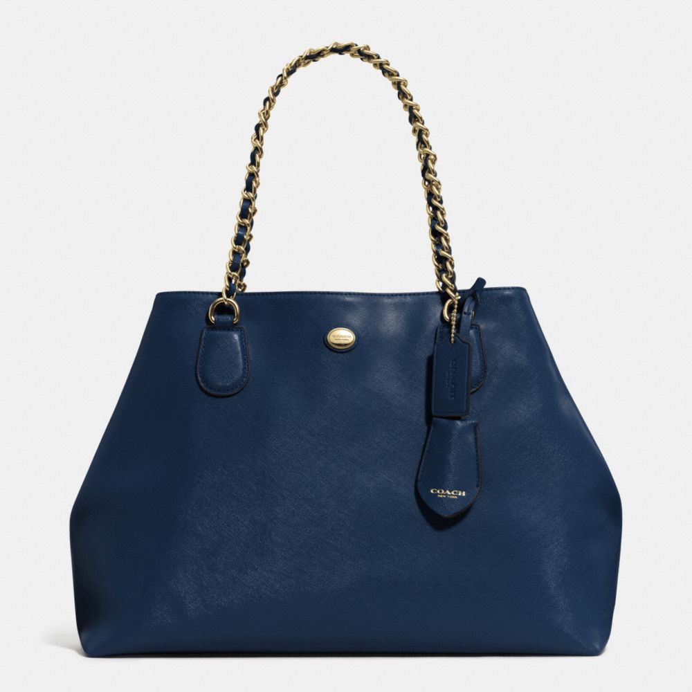 PEYTON LEATHER CHAIN TOTE - COACH F31752 - IM/NAVY