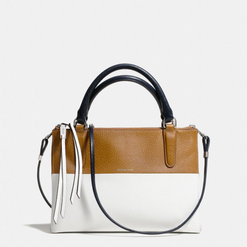 THE COLORBLOCK RETRO BOARSKIN LEATHER MINI BOROUGH BAG - COACH f31881 -  UE/NAVY TAN/WHITE