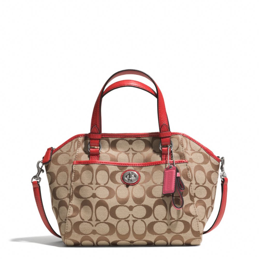 PARK SIGNATURE MINI SATCHEL - COACH f31922 - SILVER/KHAKI/VERMILLION