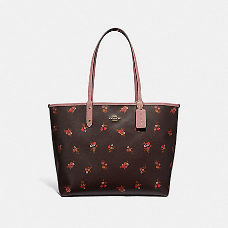 COACH REVERSIBLE CITY TOTE WITH BABY BOUQUET PRINT - OXBLOOD MULTI/LIGHT GOLD - F31995