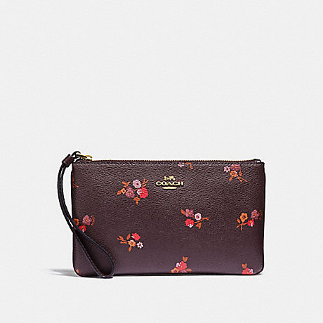 COACH LARGE WRISTLET WITH BABY BOUQUET PRINT - OXBLOOD MULTI/light gold - f31999