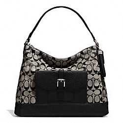 COACH CHARLIE SIGNATURE PYTHON HOBO - SILVER/BLACK/WHITE/BLACK - F32081