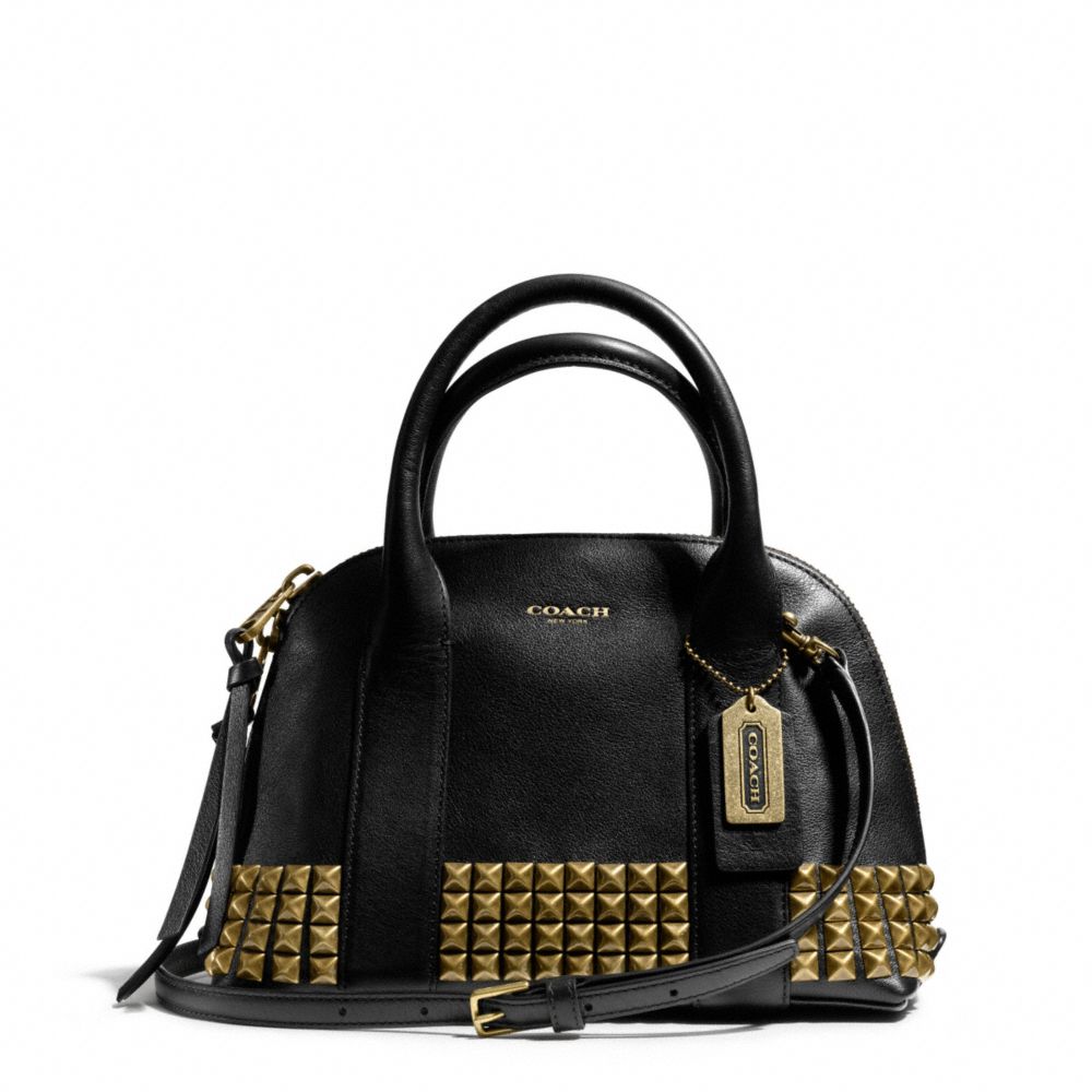 COACH BLEECKER MINI PRESTON SATCHEL IN STUDDED LEATHER - ANTIQUE BRASS/BLACK - F32244