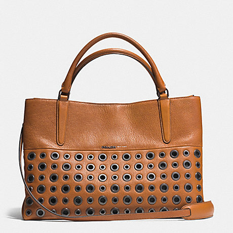 COACH GROMMETS SOFT BOROUGH BAG IN PEBBLED LEATHER -  AR/TAN - f32339