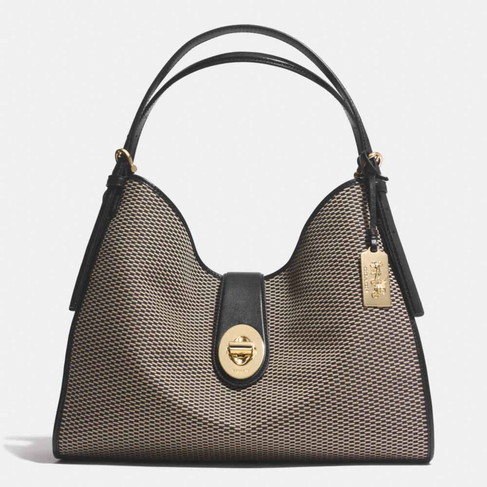 COACH MADISON CARLYLE SHOULDER BAG IN JACQUARD FABRIC - LIGHT GOLD/MILK/BLACK - F32363