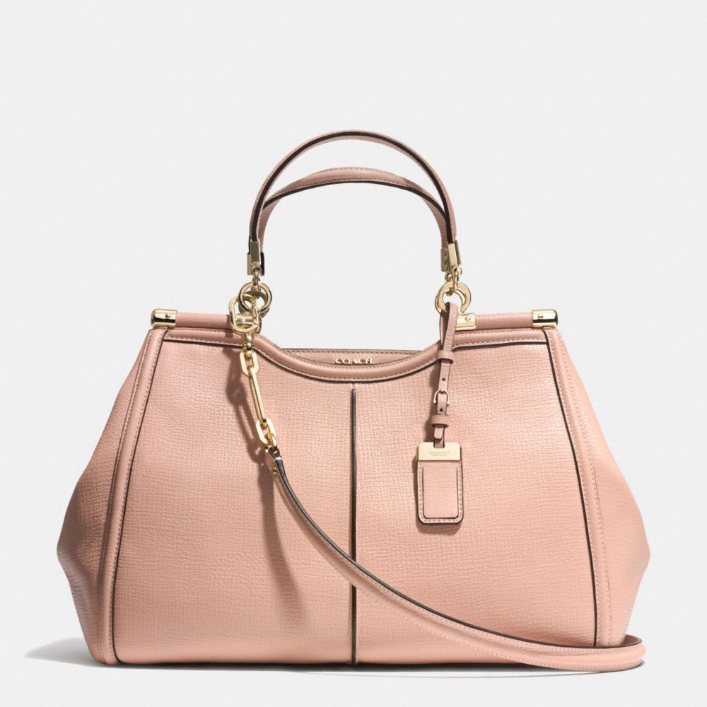 COACH MADISON TEXTURED LEATHER PINNACLE CAROLINE SATCHEL - LIGHT GOLD/ROSE PETAL - F32378