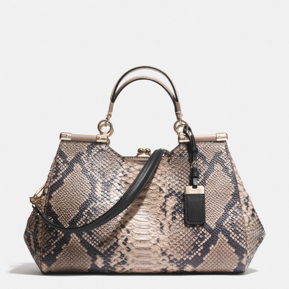 MADISON CARRIE SATCHEL IN DIAMOND PYTHON LEATHER - COACH f32380 -  LIGHT GOLD/ROSE PETAL