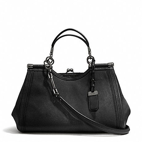 COACH MADISON STINGRAY EMBOSSED LEATHER PINNACLE CARRIE SATCHEL - ANTIQUE NICKEL/BLACK - f32422