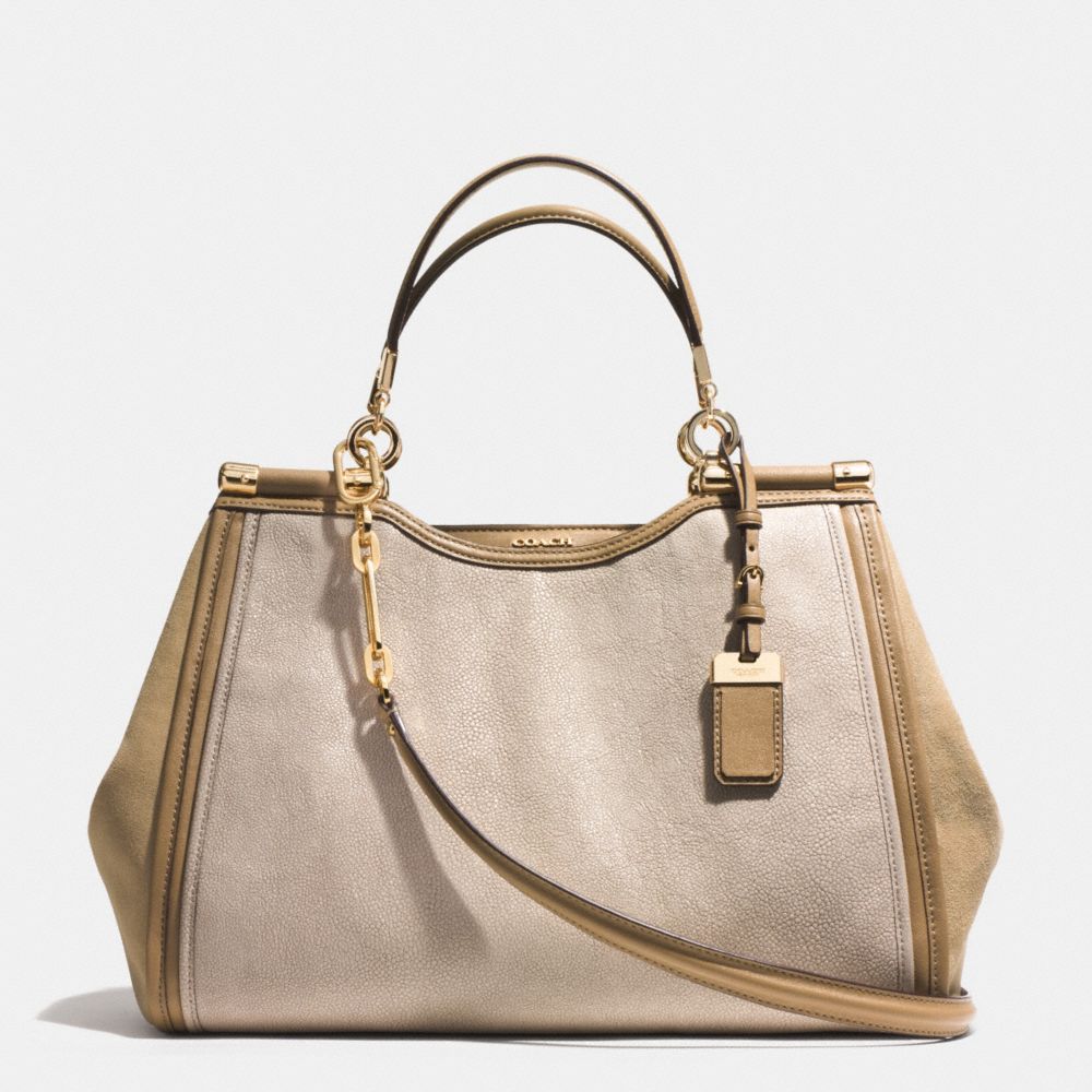 MADISON PINNACLE CAROLINE SATCHEL IN STINGRAY EMBOSSED LEATHER - COACH f32423 -  GOLD/KHAKI