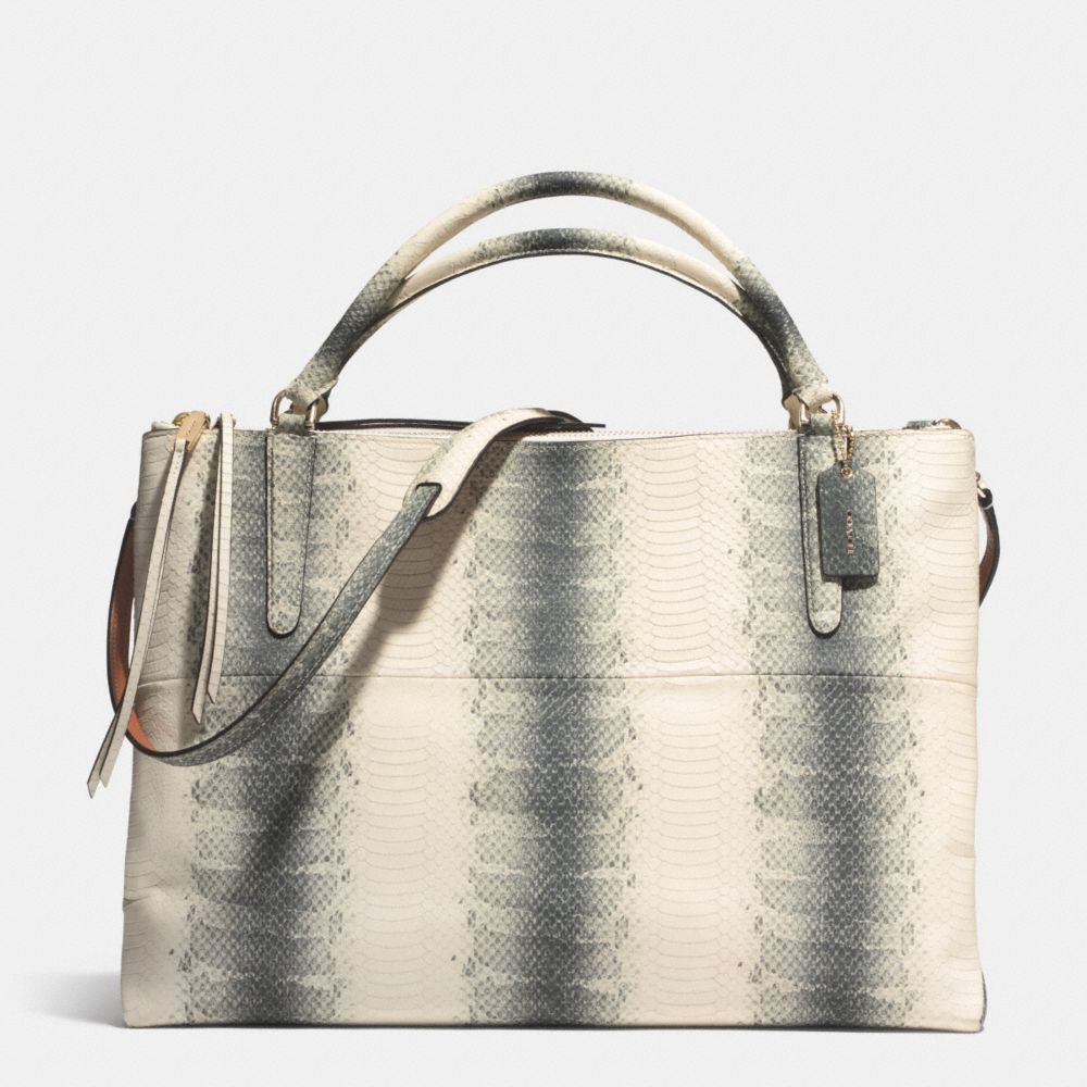 THE LARGE BOROUGH BAG IN STRIPED EMBOSSED LEATHER - COACH f32425 -  GOLD/BLACK/WHITE