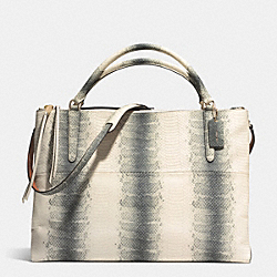 THE LARGE BOROUGH BAG IN STRIPED EMBOSSED LEATHER - f32425 - GOLD/BLACK/WHITE