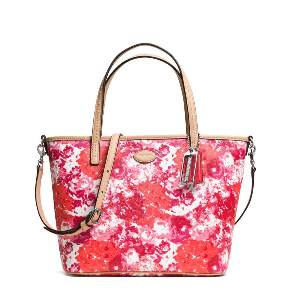 METRO FLORAL PRINT SMALL TOTE - COACH f32483 - SILVER/PINK MULTICOLOR