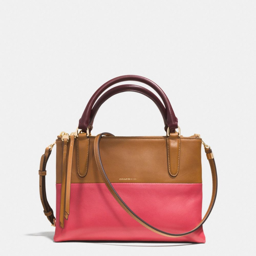 COACH THE MINI BOROUGH BAG IN RETRO COLORBLOCK LEATHER - GOLD/LOGANBERRY/TAN - F32503