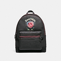 COACH DISNEY X COACH ACADEMY BACKPACK WITH POISON APPLE GRAPHIC - BLACK/MATTE BLACK - F32663