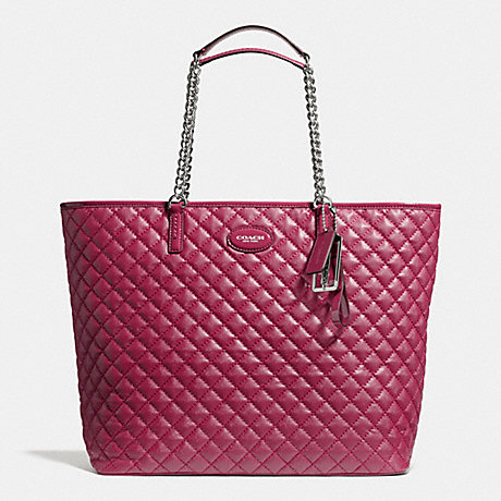 COACH METRO QUILTED CHAIN TOTE - SILVER/CLARET - f32905