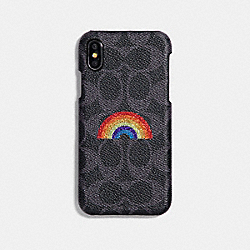 COACH IPHONE X/XS CASE IN SIGNATURE CANVAS WITH RAINBOW - NAVY MULTI - F33036