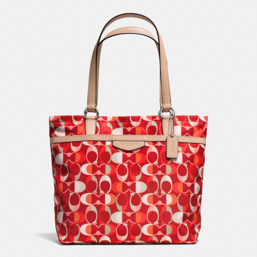 SIGNATURE STRIPE MULTI DREAM C TOTE - COACH f33295 - SILVER/VERMILLION MULIGHTICOLOR