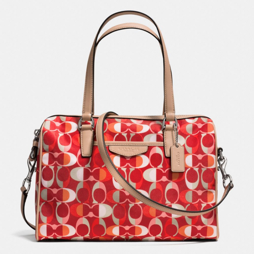 COACH SIGNATURE STRIPE MULTI DREAM C NANCY SATCHEL - SILVER/VERMILLION MULIGHTICOLOR - F33296