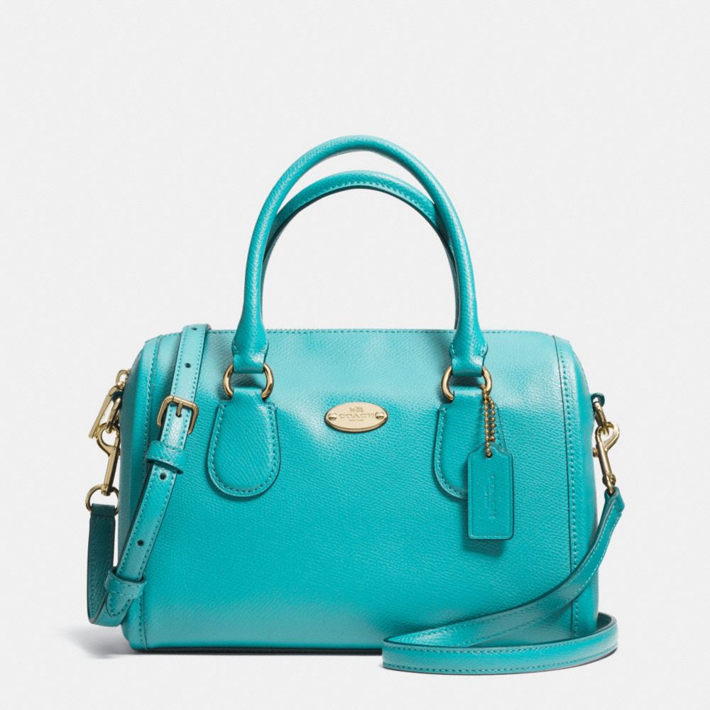 MINI BENNETT SATCHEL IN CROSSGRAIN LEATHER - COACH f33329 -  LIGHT GOLD/CADET BLUE