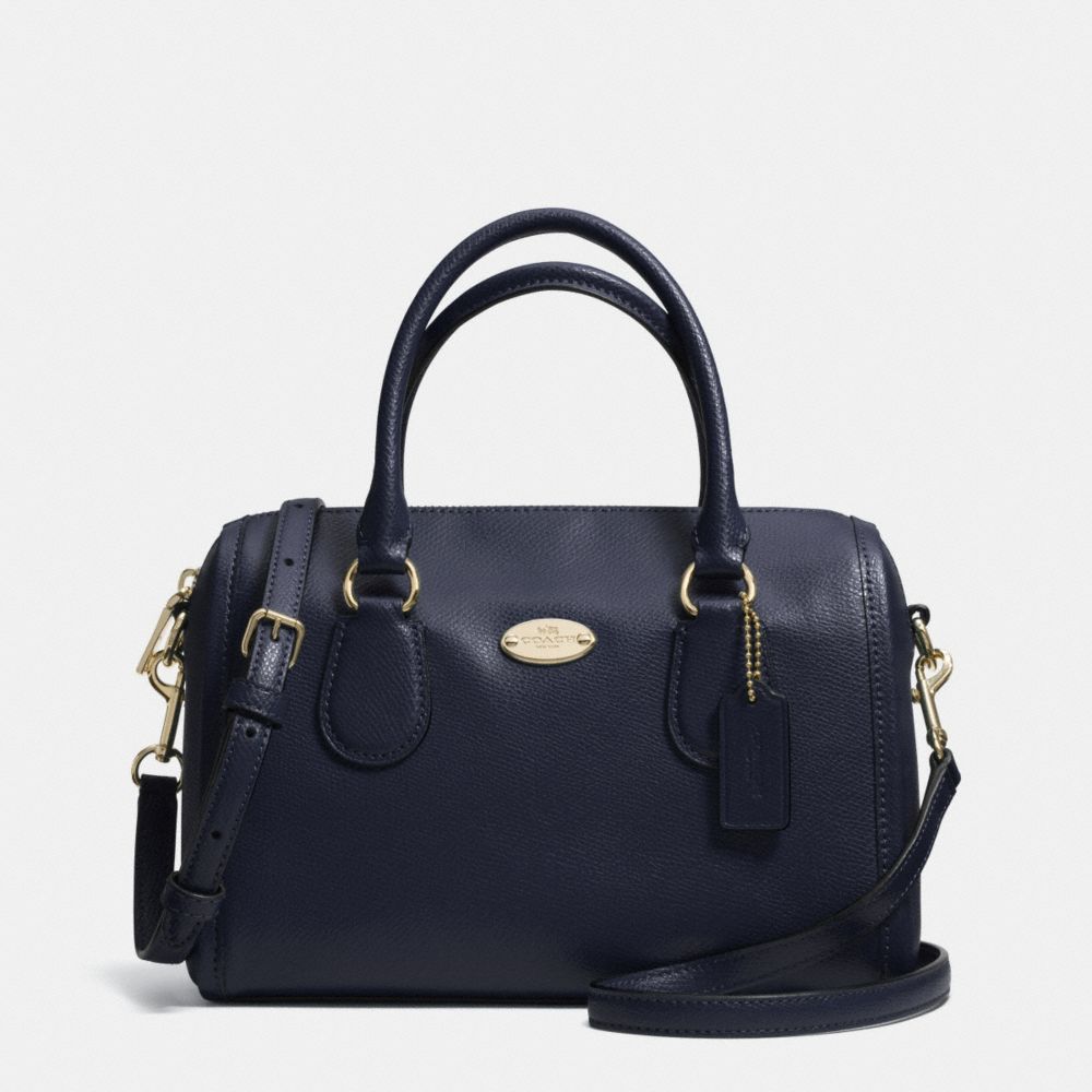 Crossgrain Leather Mini Bennett Satchel Coach F33329 LIGHT GOLD/MIDNIGHT - COACH.HANDHANDBAG.COM