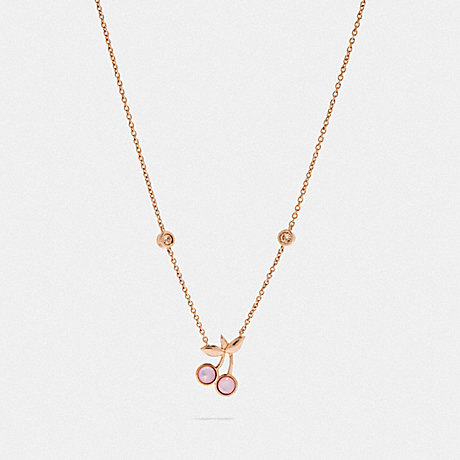 COACH CHERRY PENDANT NECKLACE - PINK/ROSEGOLD - F33363
