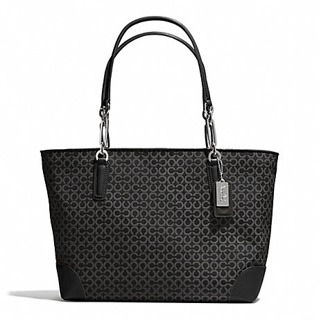 COACH MADISON OP ART NEEDLEPOINT EAST/WEST TOTE - SILVER/BLACK - f33372