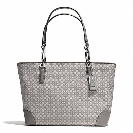 COACH MADISON OP ART NEEDLEPOINT EAST/WEST TOTE - SILVER/LIGHT GREY - f33372
