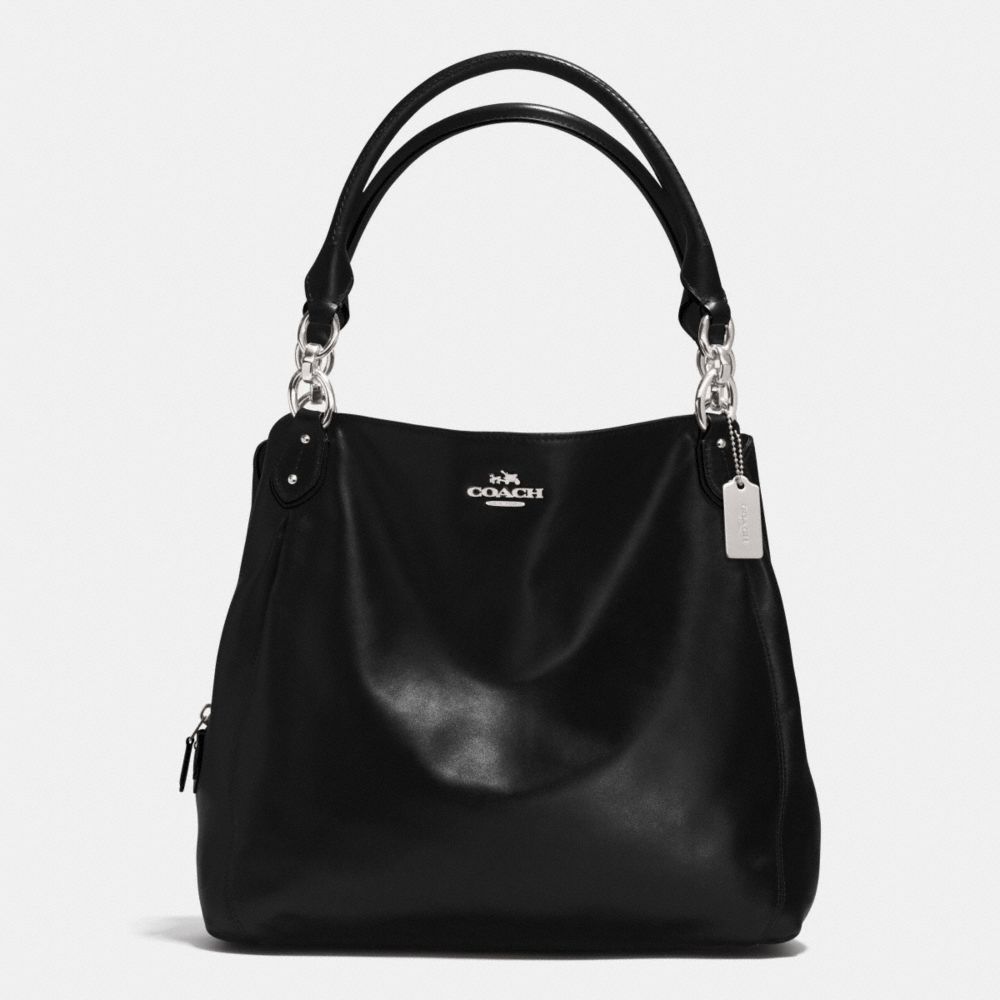 COACH COLETTE LEATHER HOBO - SILVER/BLACK - F33393