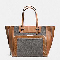 TAYLOR WOOL CROC LARGE FASHION TOTE - COACH f33395 - SILVER/SADDLE/GREY