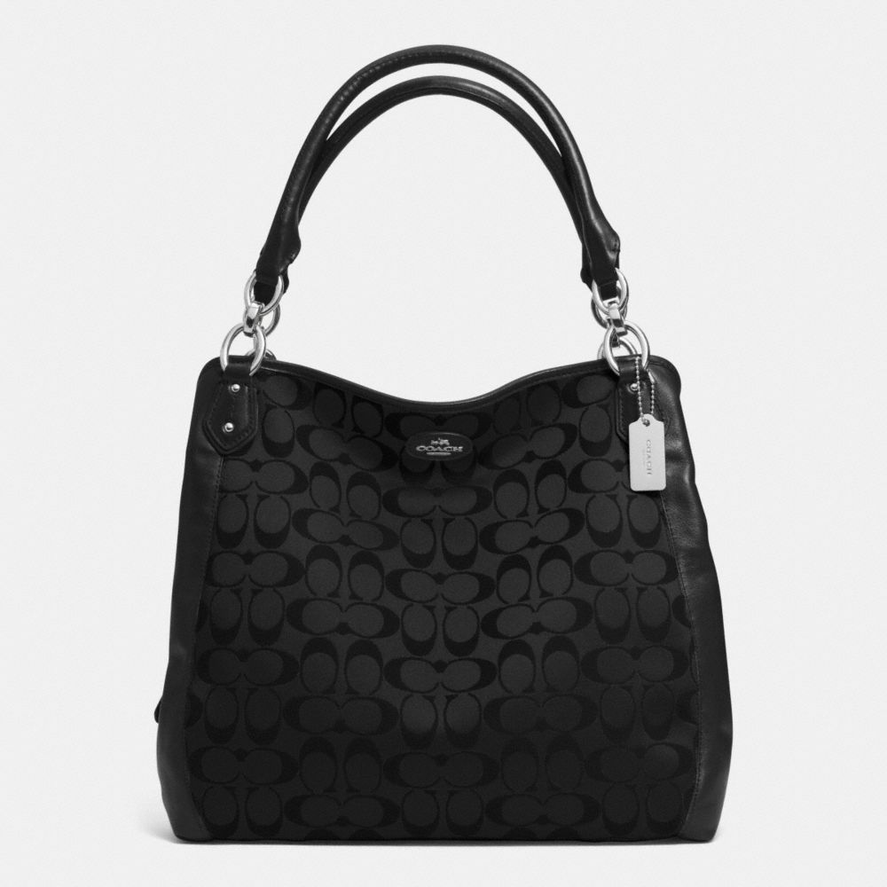 COACH COLETTE SIGNATURE HOBO - SILVER/BLACK - F33424