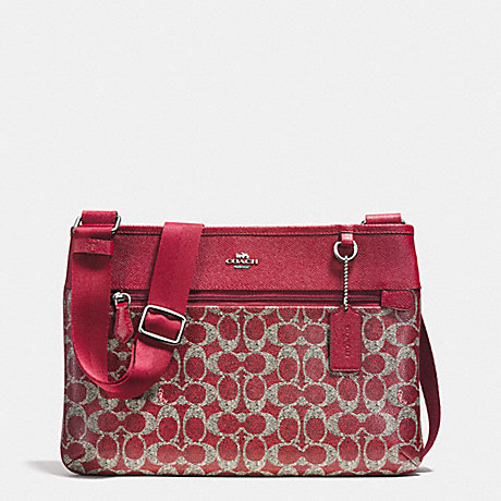 COACH SPENCER CROSSBODY IN SIGNATURE -  SILVER/RED/RED - f33479