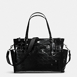 COACH PEYTON LINEAR C EMBOSSED PATENT MULTIFUNCTION TOTE - SILVER/BLACK - F33491