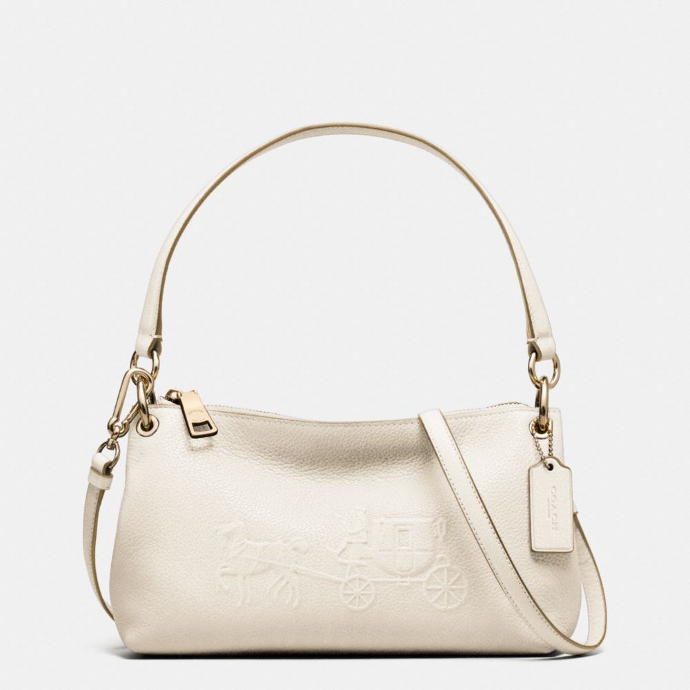 EMBOSSED HORSE AND CARRIAGE CHARLEY CROSSBODY IN PEBBLE LEATHER - COACH F33521 - CHALK