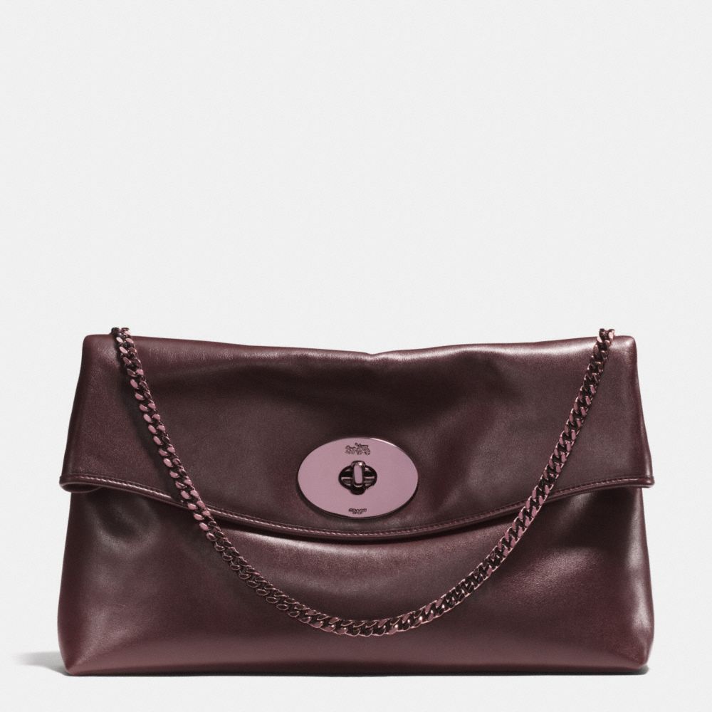 LARGE TURNLOCK CLUTCH IN LEATHER - COACH f33532 -  VPOXB